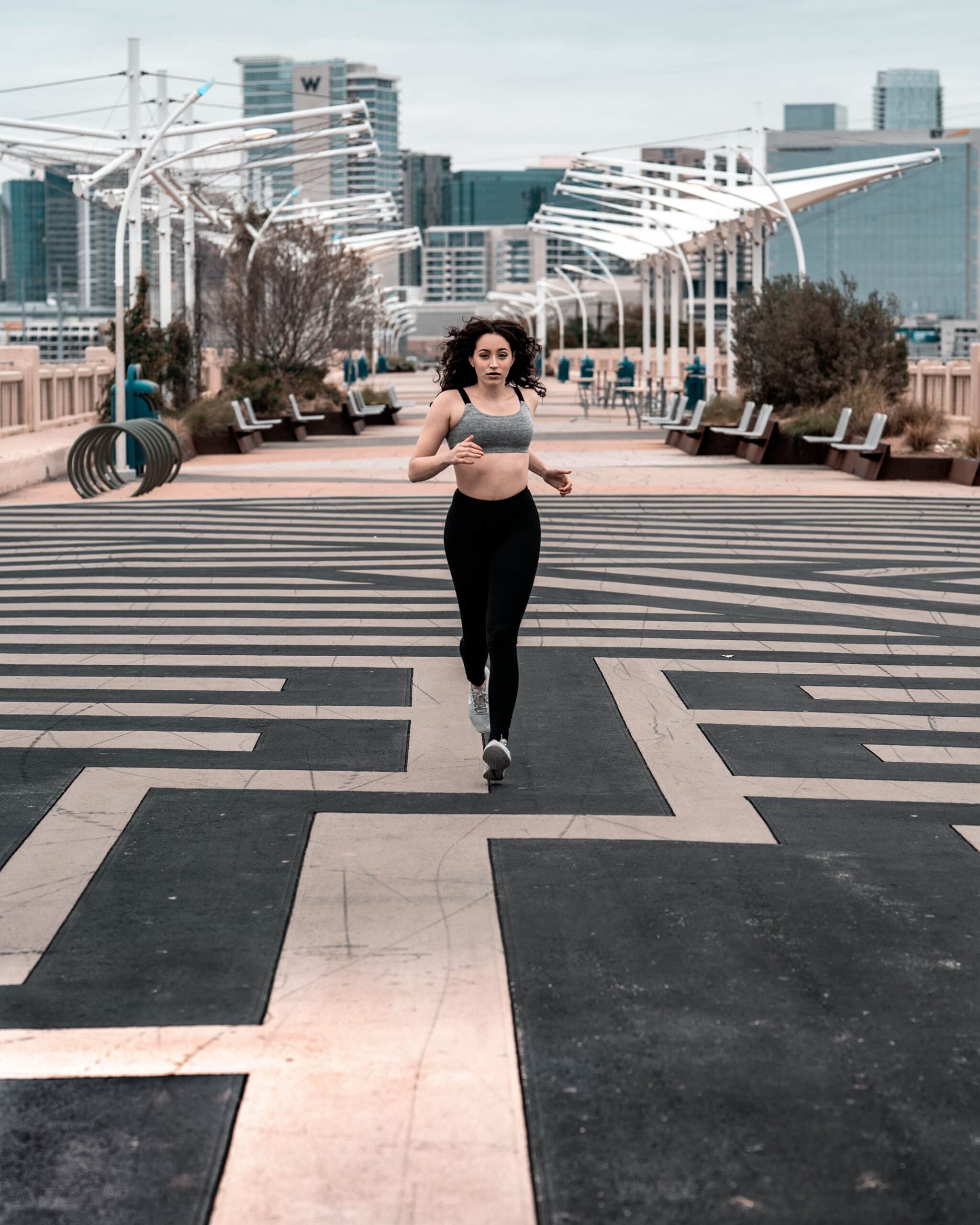 Girl jogging in road