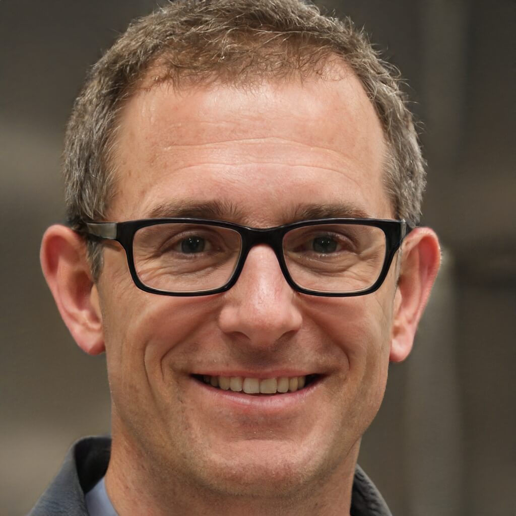 Man with specs looking at camera