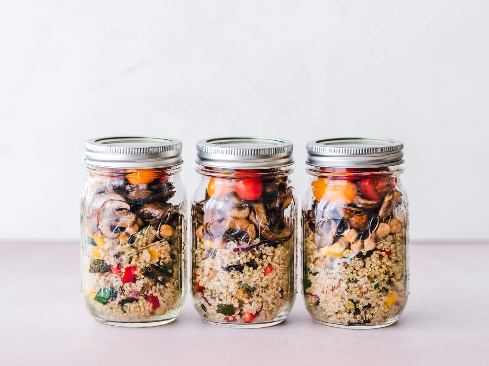 Three full clear glass jars with lids-is quinoa good for pcos