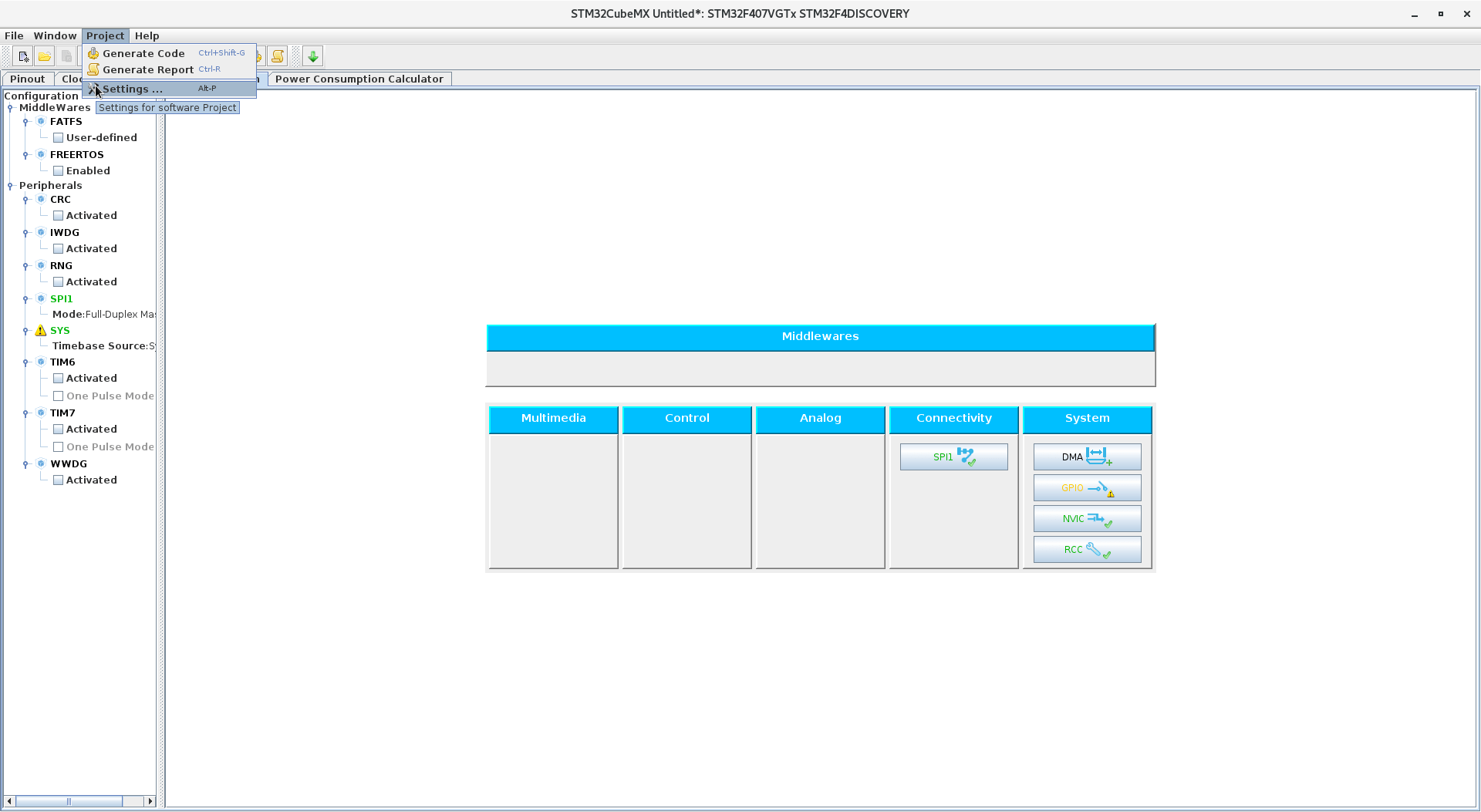 Project settings