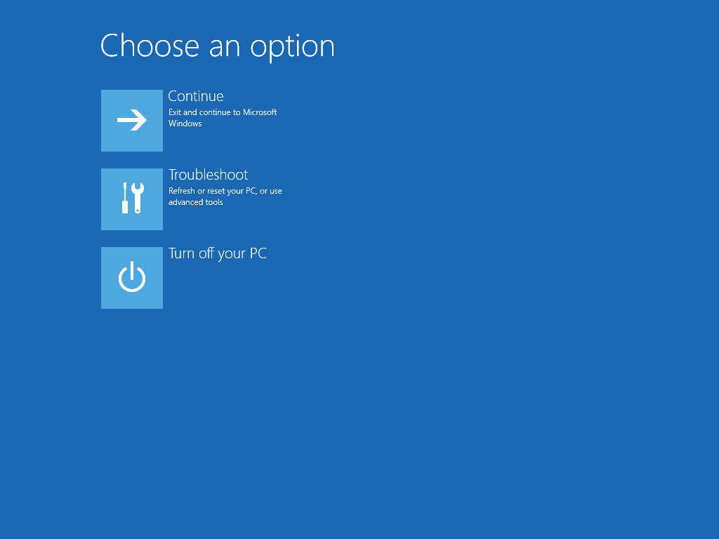 Windows 8 Advanced Startup screen