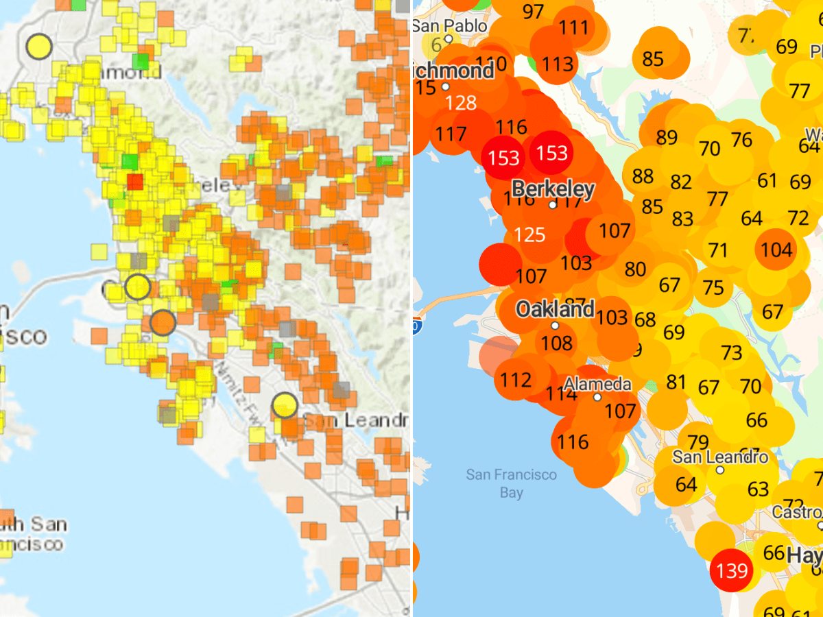 Air quality maps can show different measurements during wildfires. Why?