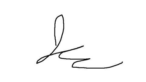 A simple, black ink signature with a long tail on a plain white background.