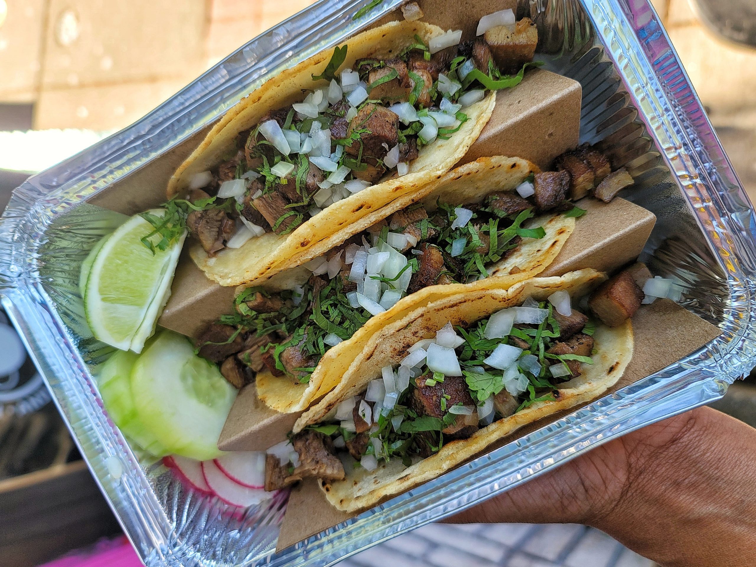 Lengua tacos from Taqueria Xochi