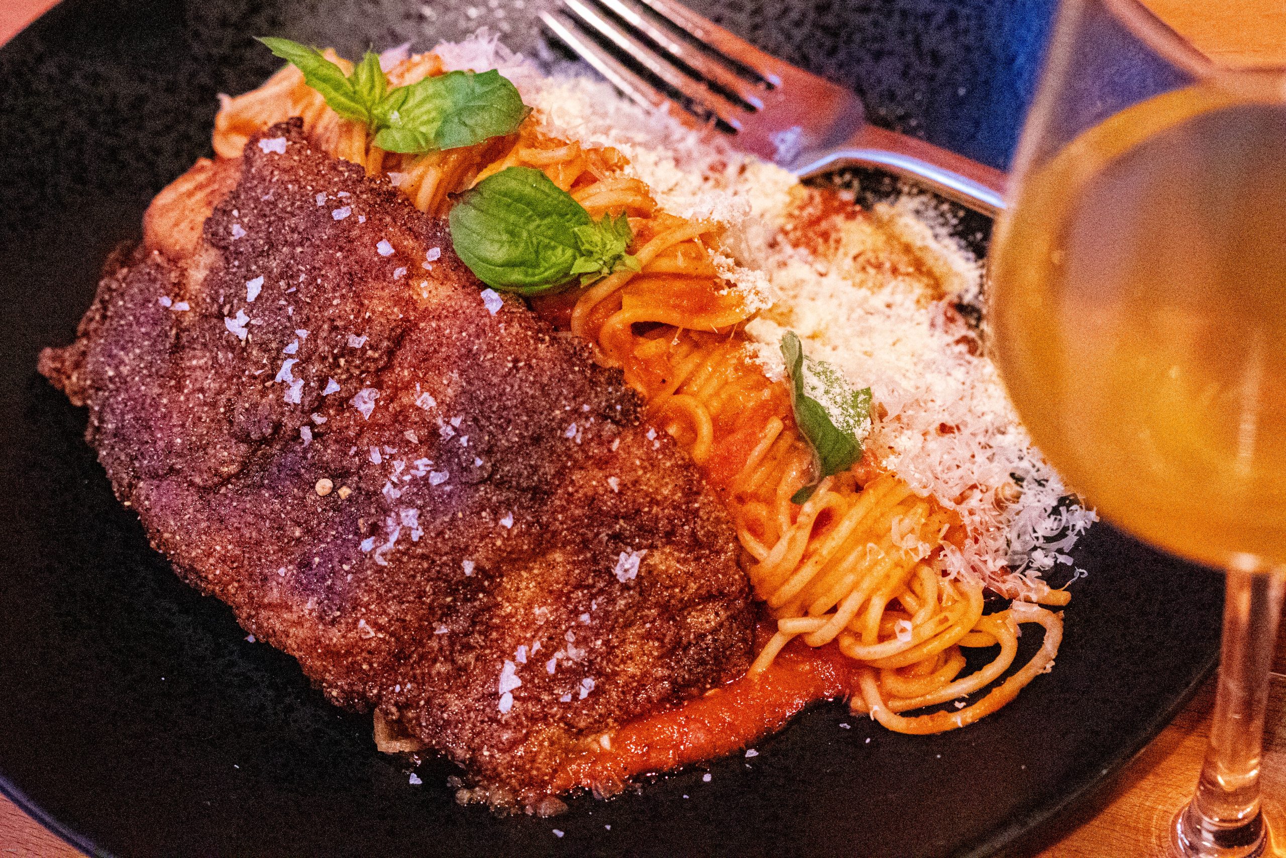 fried catfish with spaghetti