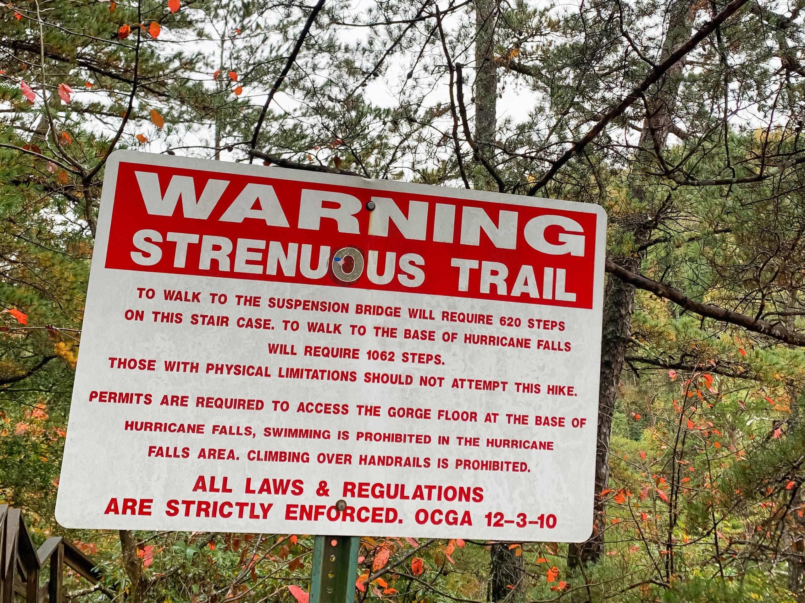 strenuous trail at tallulah gorge state park