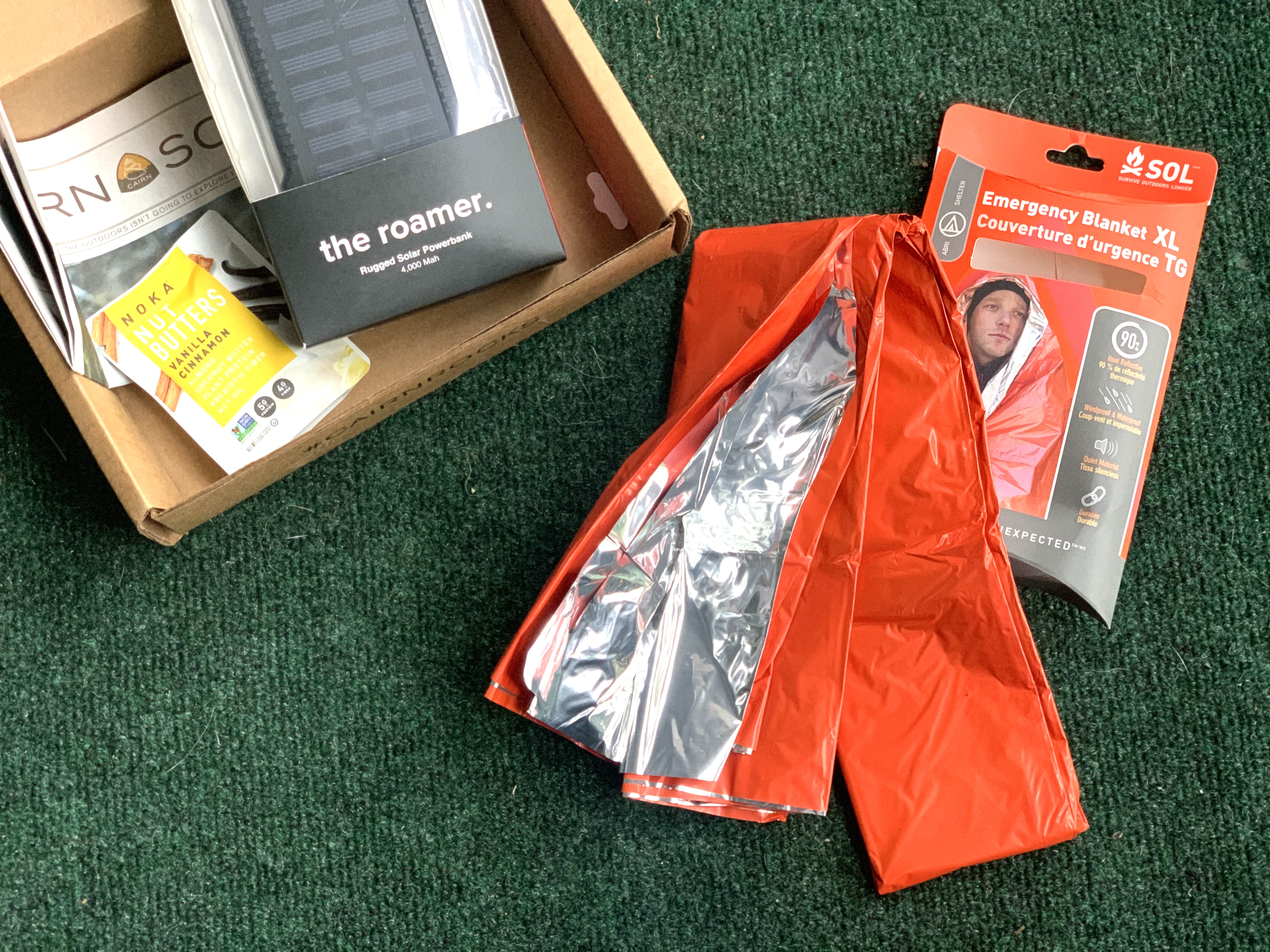 emergency blanket in outdoor subscription box