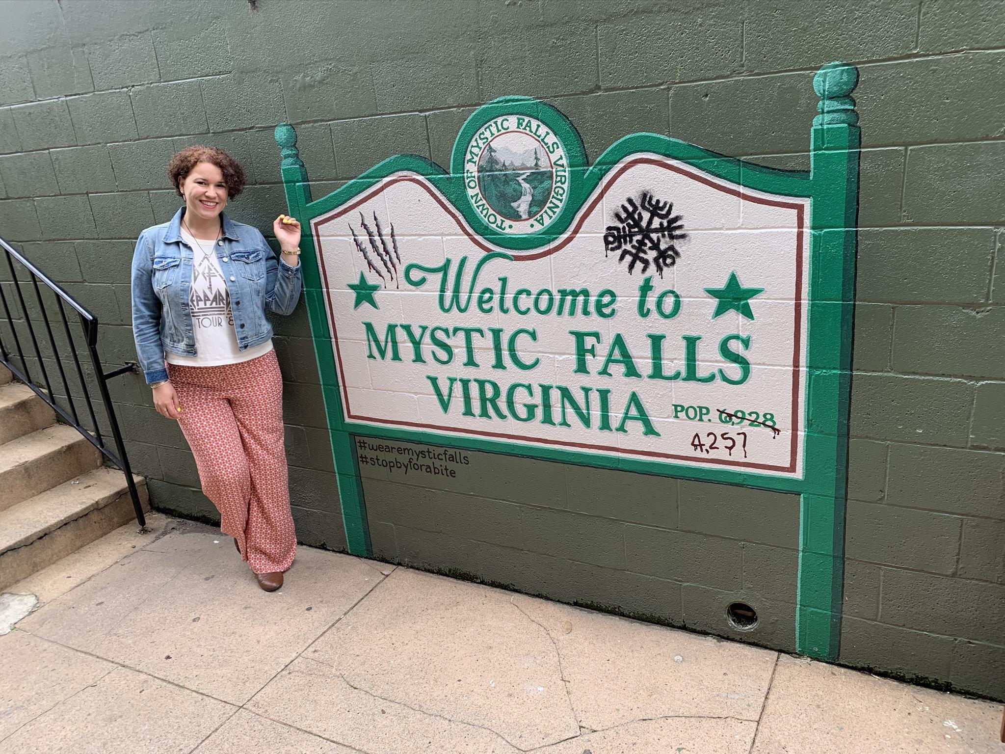 Mystic Falls sign at The Alley in Mystic Grill