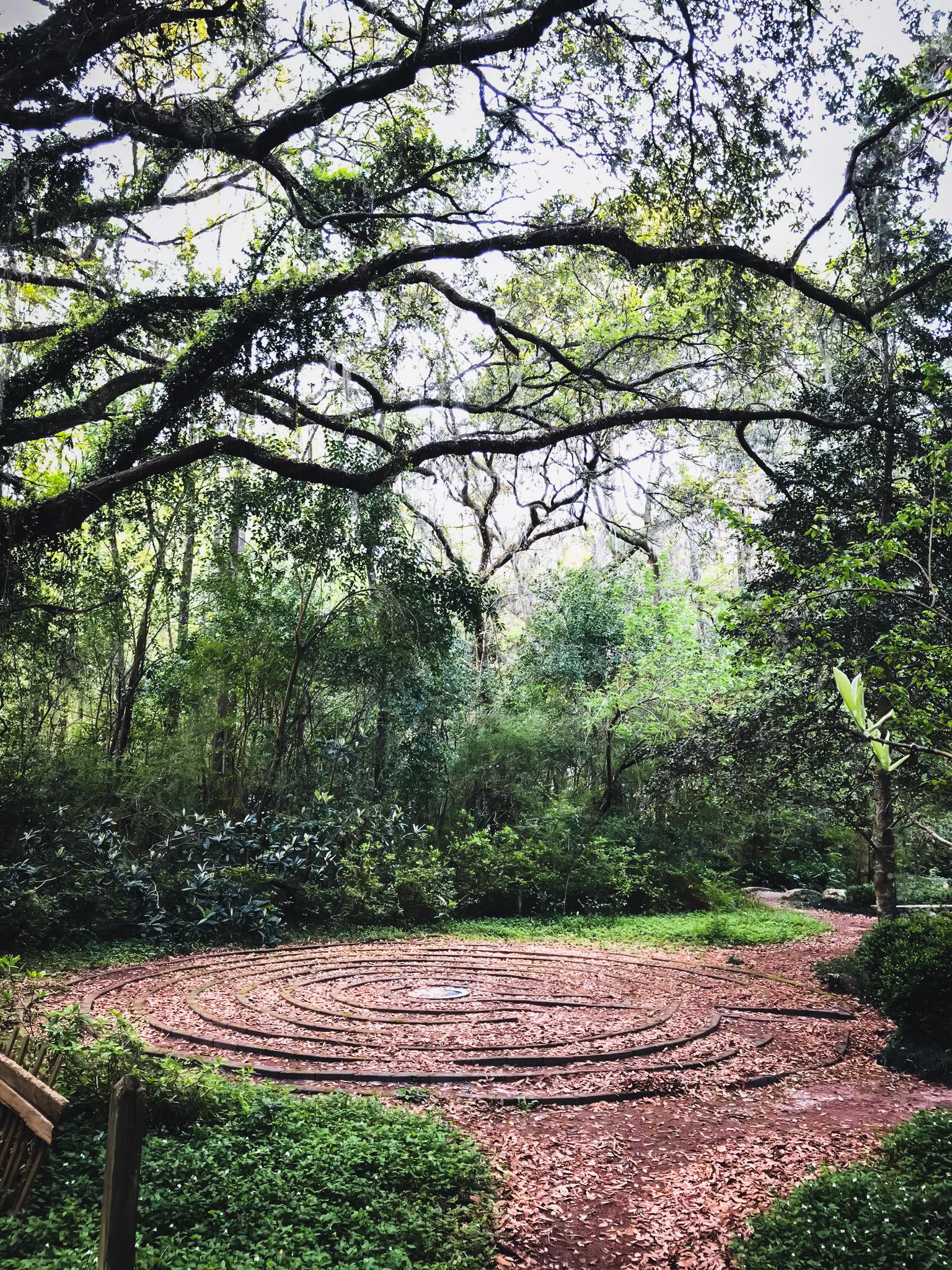 labyrinth in Florida at the fairy tale cottage lichgate on high road in Tallahassee