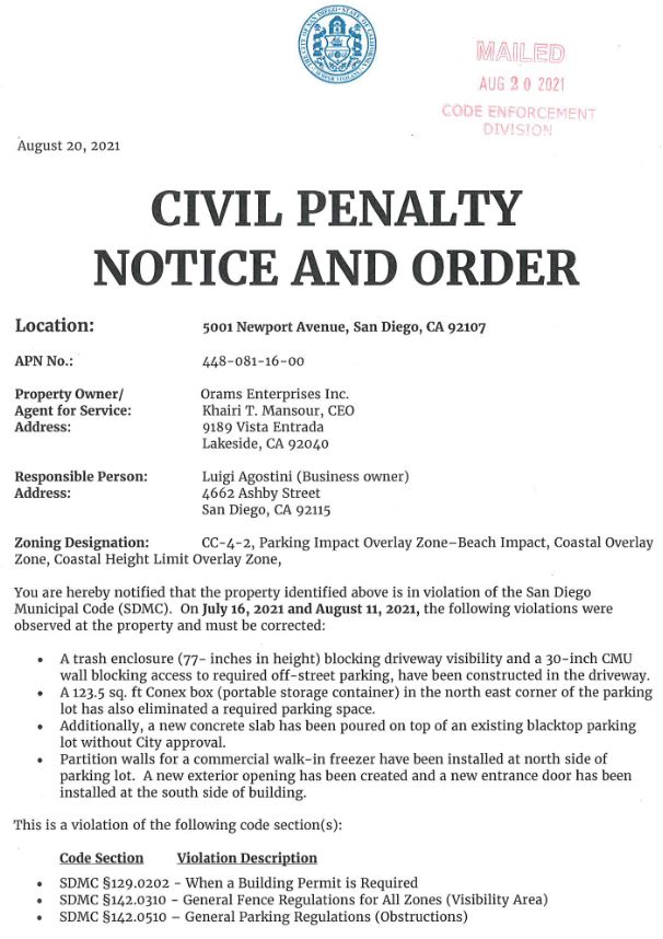 Luigi S In Ocean Beach Hit With 1200 A Day Code Violations