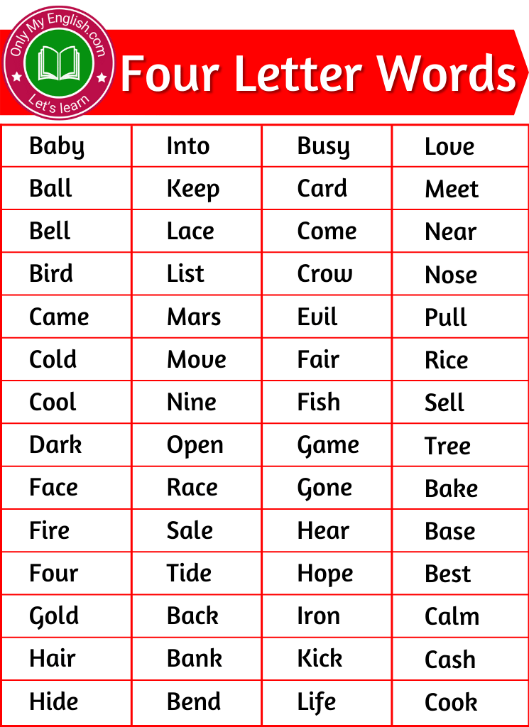 1000 List Of Four Letter Words In English Onlymyenglish