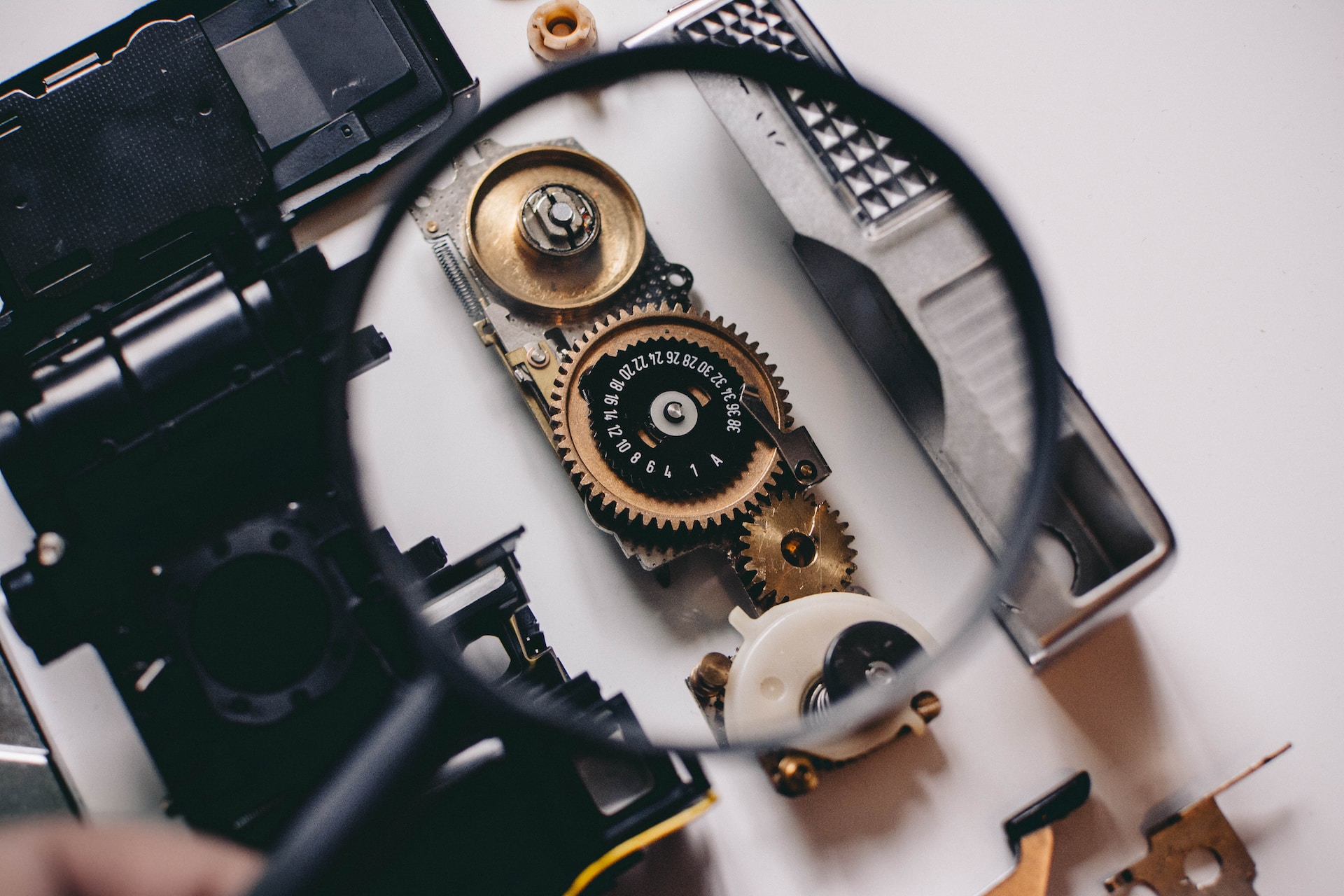 magnifying glass over an instrument panel
