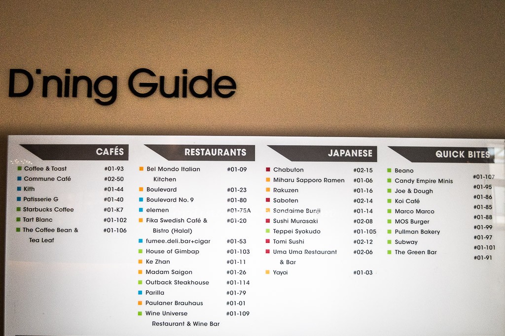 Millenia Walk Dining Directory