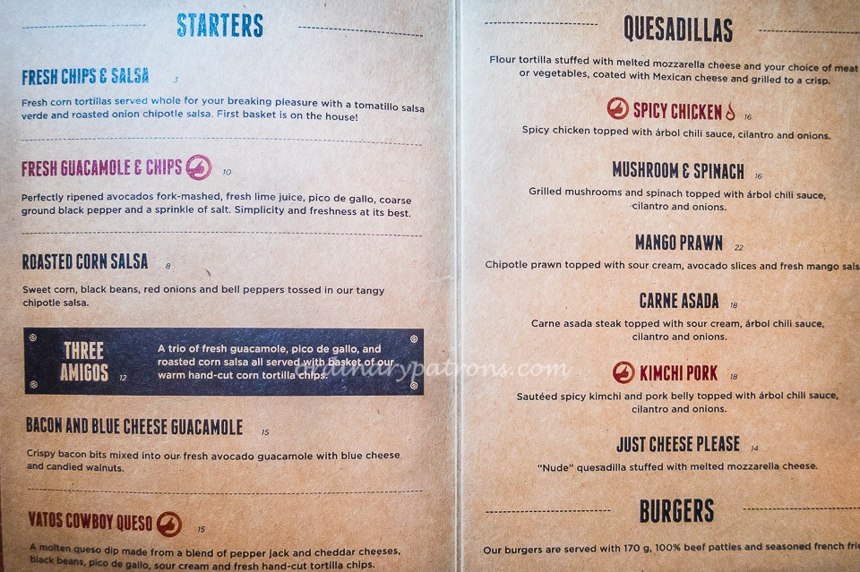 Vatos Urban Tacos Singapore Menu