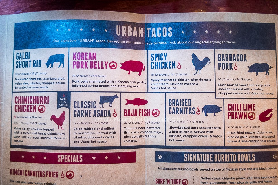 Vatos Urban Tacos Singapore Menu