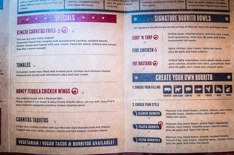 Vatos Urban Tacos Menu