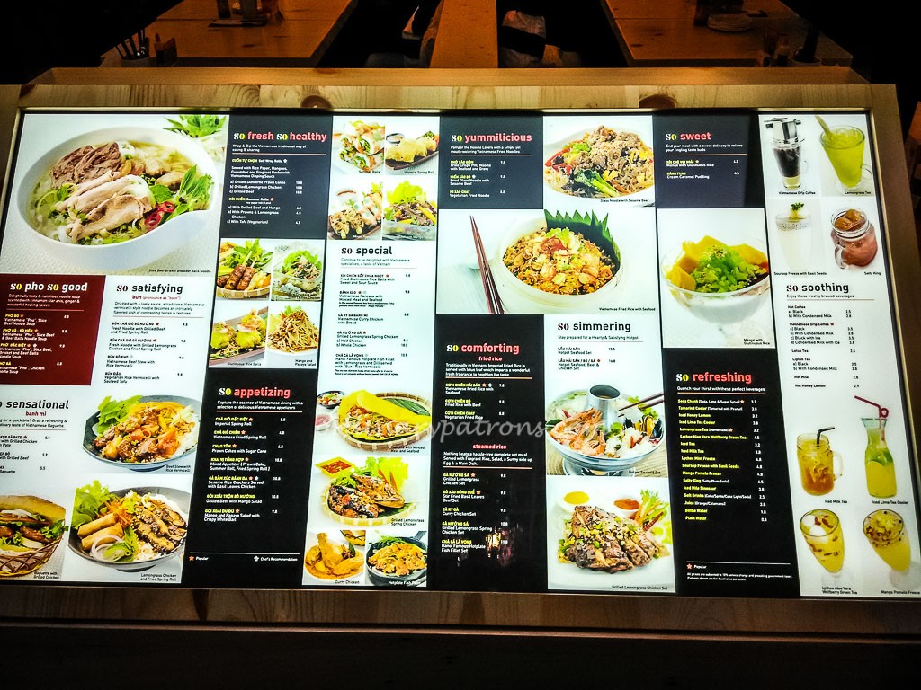 So Pho menu