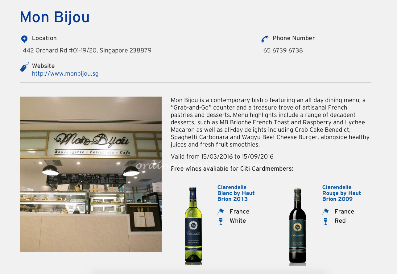 Mon Bijou Citibank Card Deal