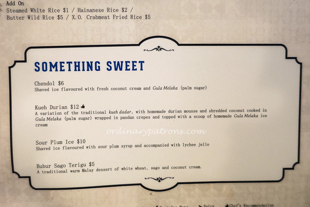 Baba Chews Katong Square Menu 