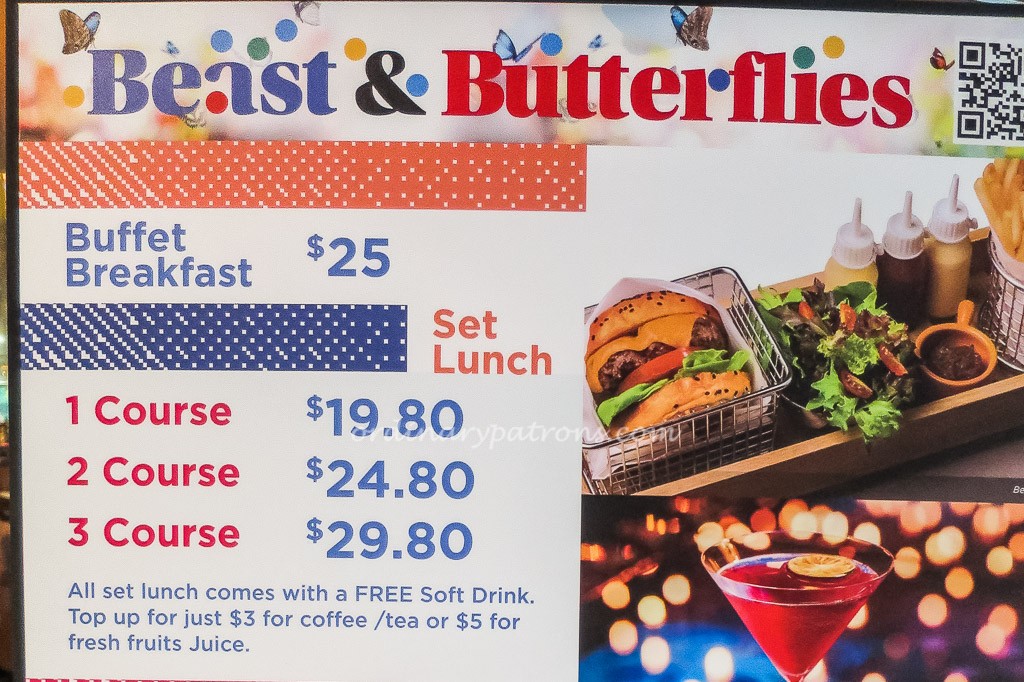 Beast & Butterflies Set Lunch Menu