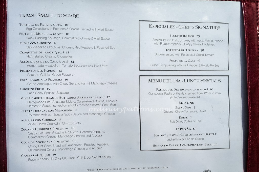 My Little Spanish Place Menu