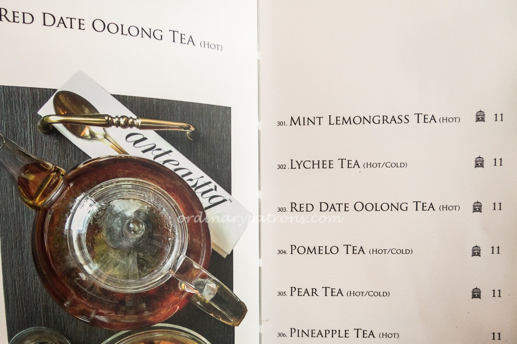 Arteastiq Boutique Tea House Menu