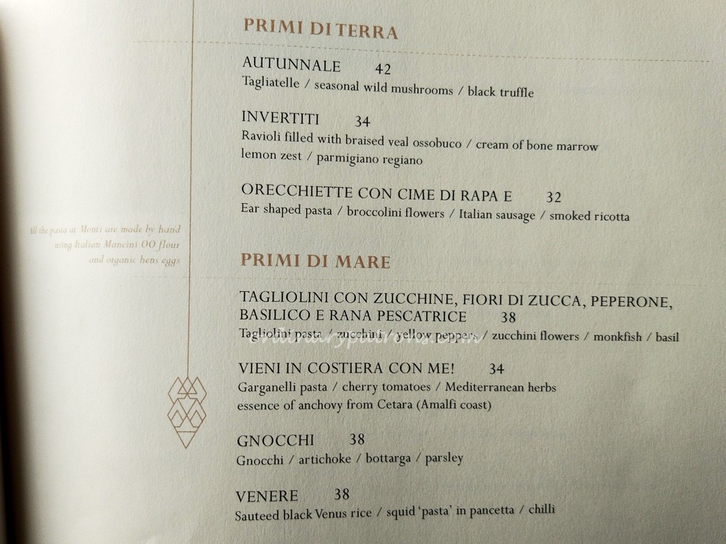 Monti Restaurant Menu