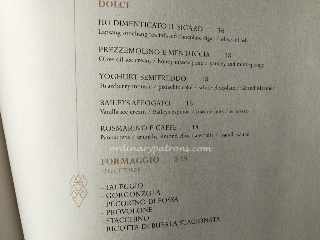 Monti Italian Restaurant Menu