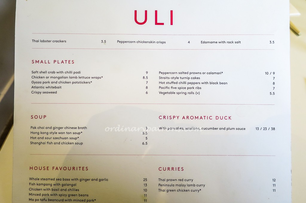 ULI at Notting Hill Menu