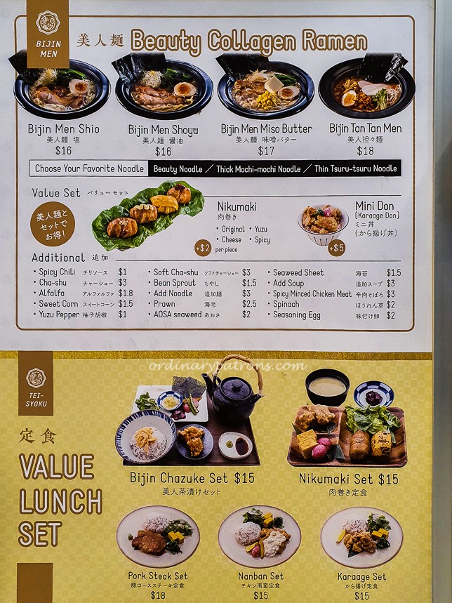 Bijin Men Menu