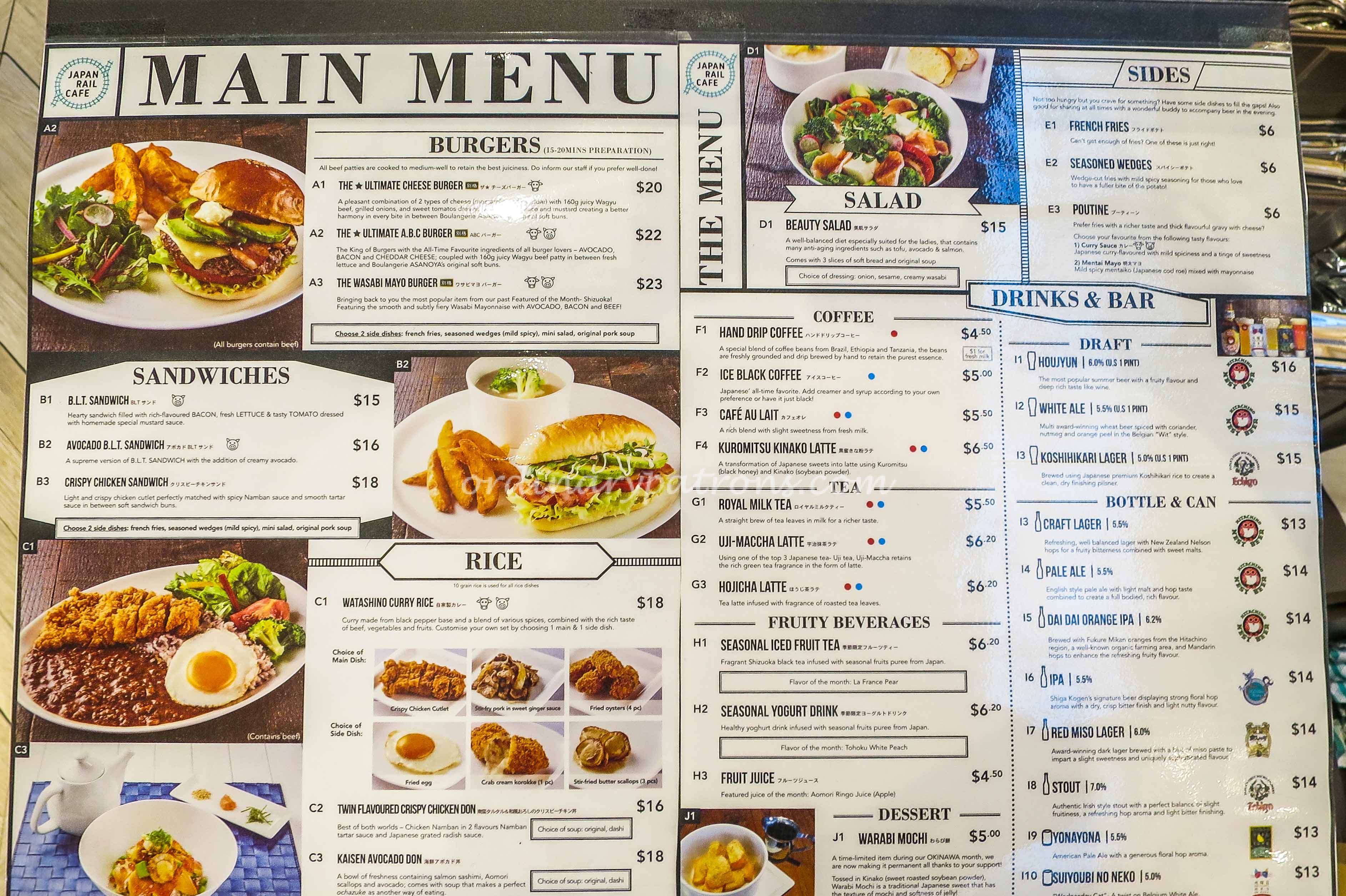 Japan Rail Cafe Menu