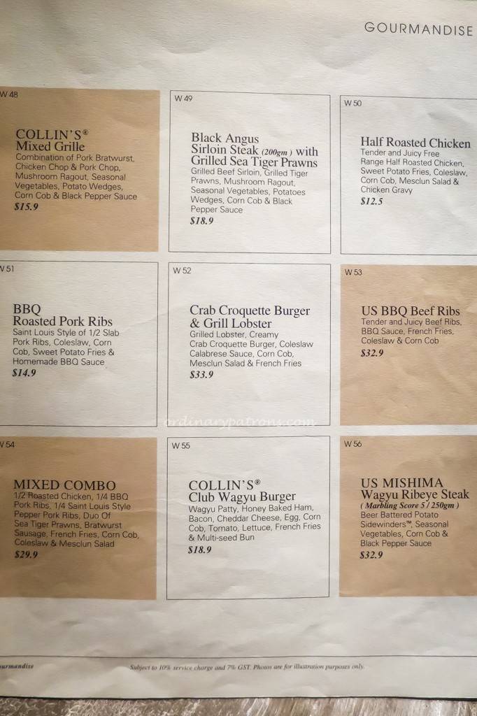 Menu of Collin's 