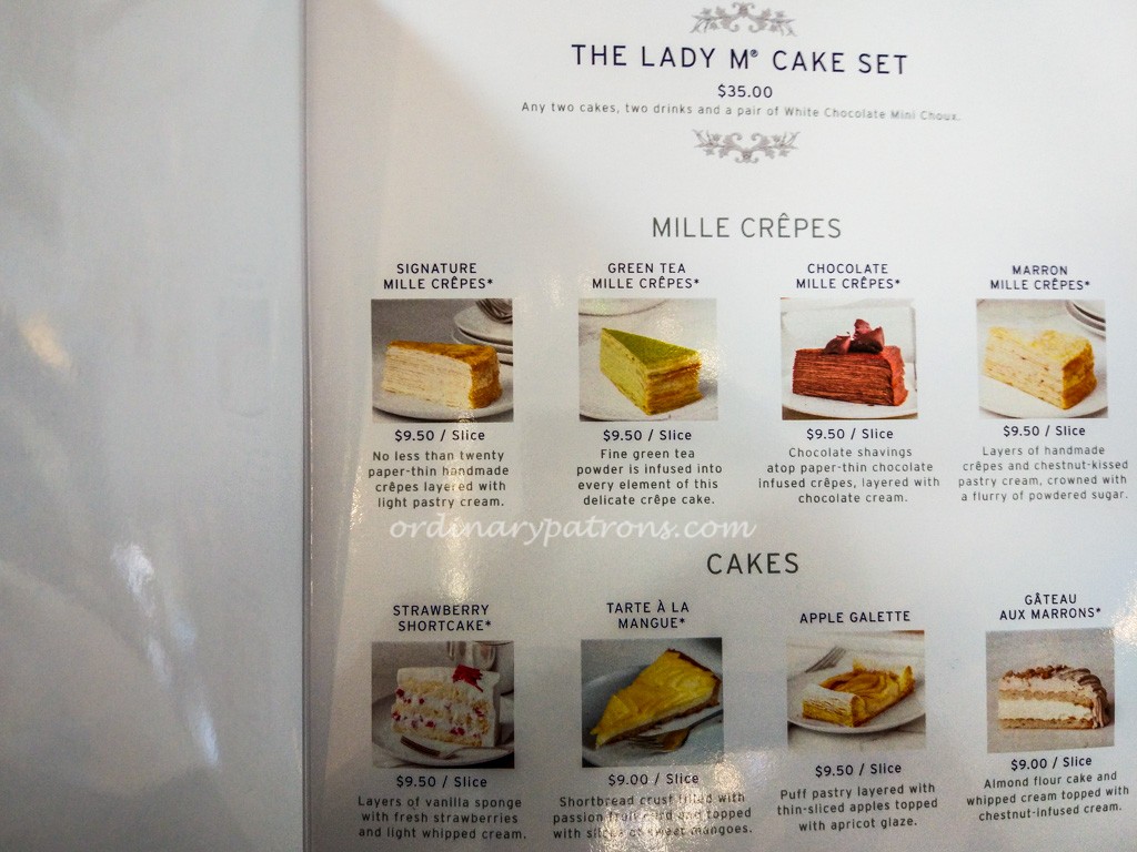 Menu of Lady M at South Beach