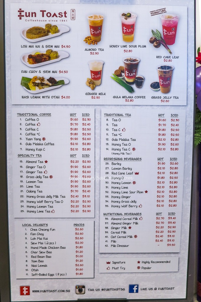 SingPost Centre Fun Toast Menu