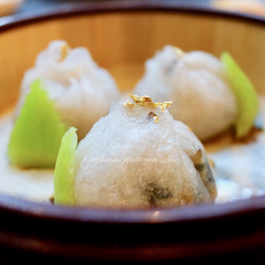 MYO Restaurant - gold foil dumpings with mushrooms