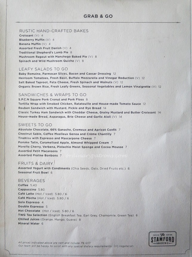 The Stamford Brasserie Grab & Go Menu