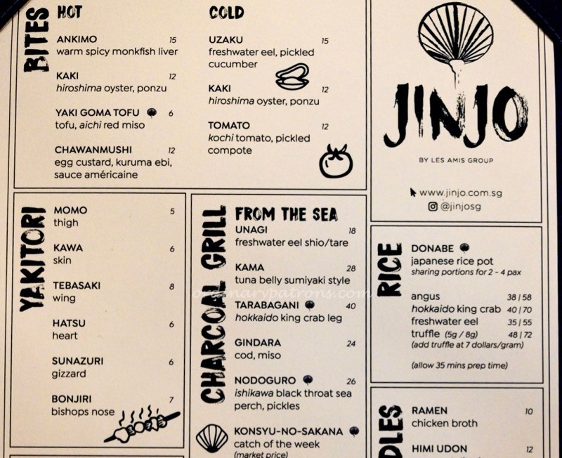 Jinjo Restaurant Menu