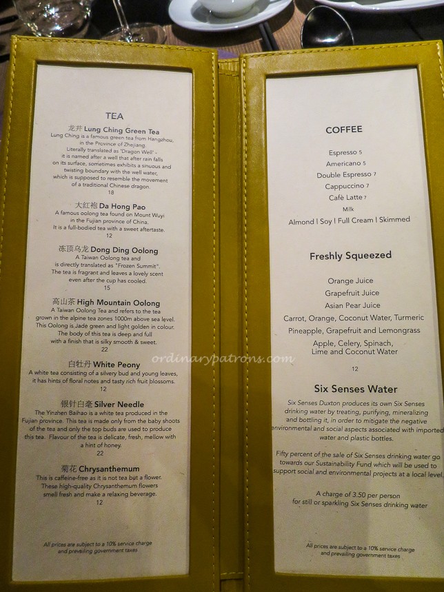 Yellow Pot Menu