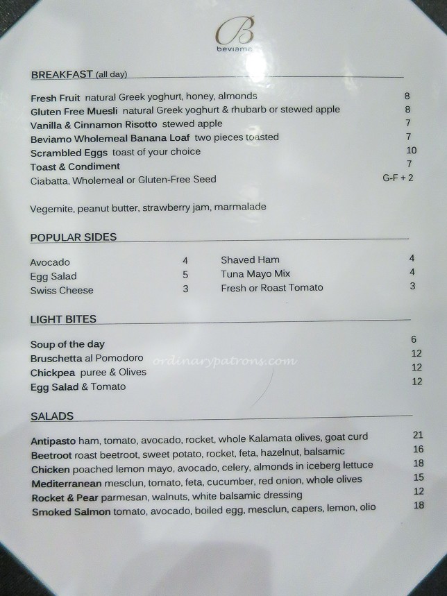 Caffe Beviamo Tanglin Mall Menu