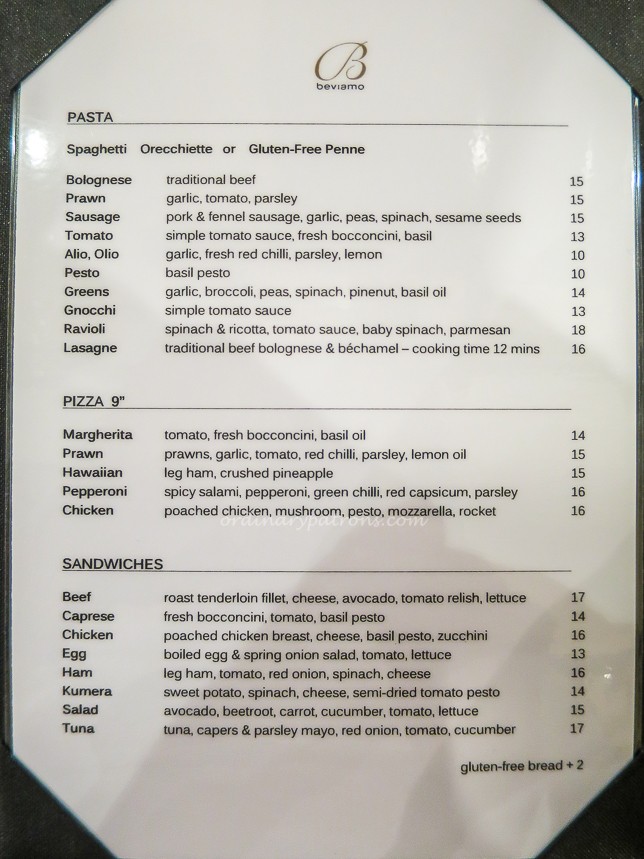 Caffe Beviamo Menu