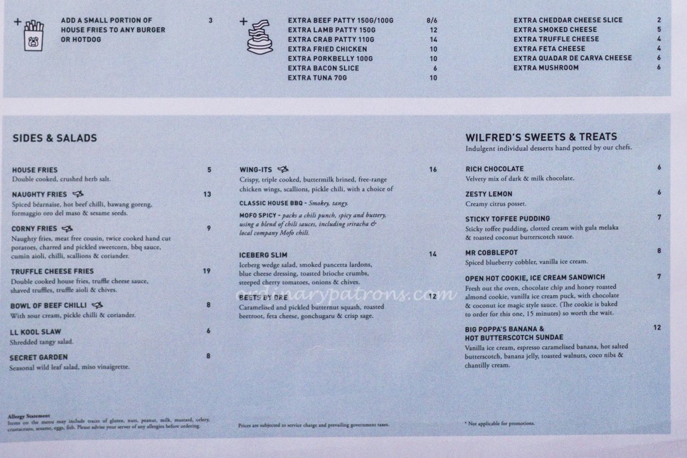 Three Buns Burgers & Cocktails Menu