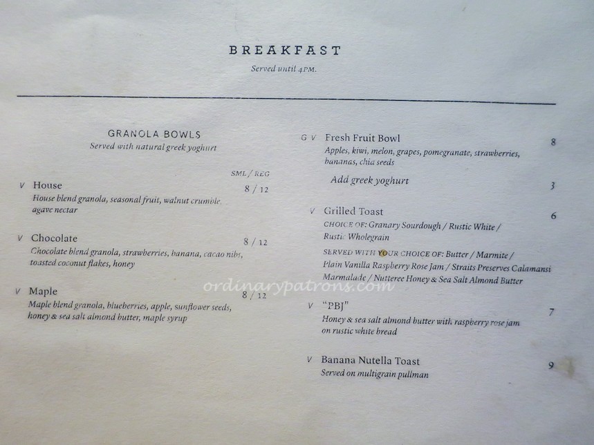 Plain Vanilla Tiong Bahru Menu