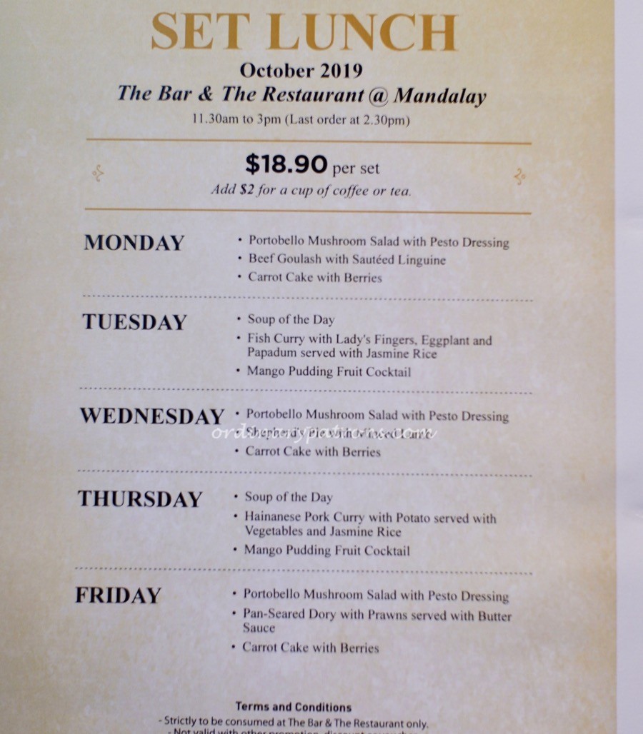 The Restaurant @ Mandalay Guild House Menu