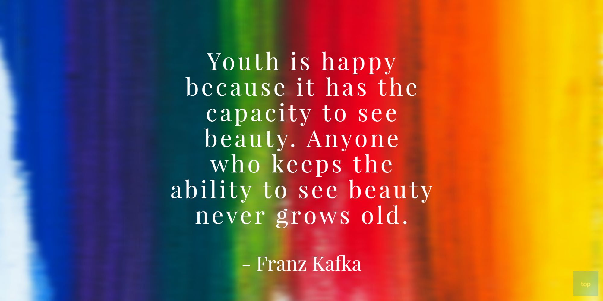 Youth is happy because it has the capacity to see beauty. Anyone who keeps the ability to see beauty never grows old. - Franz Kafka quote