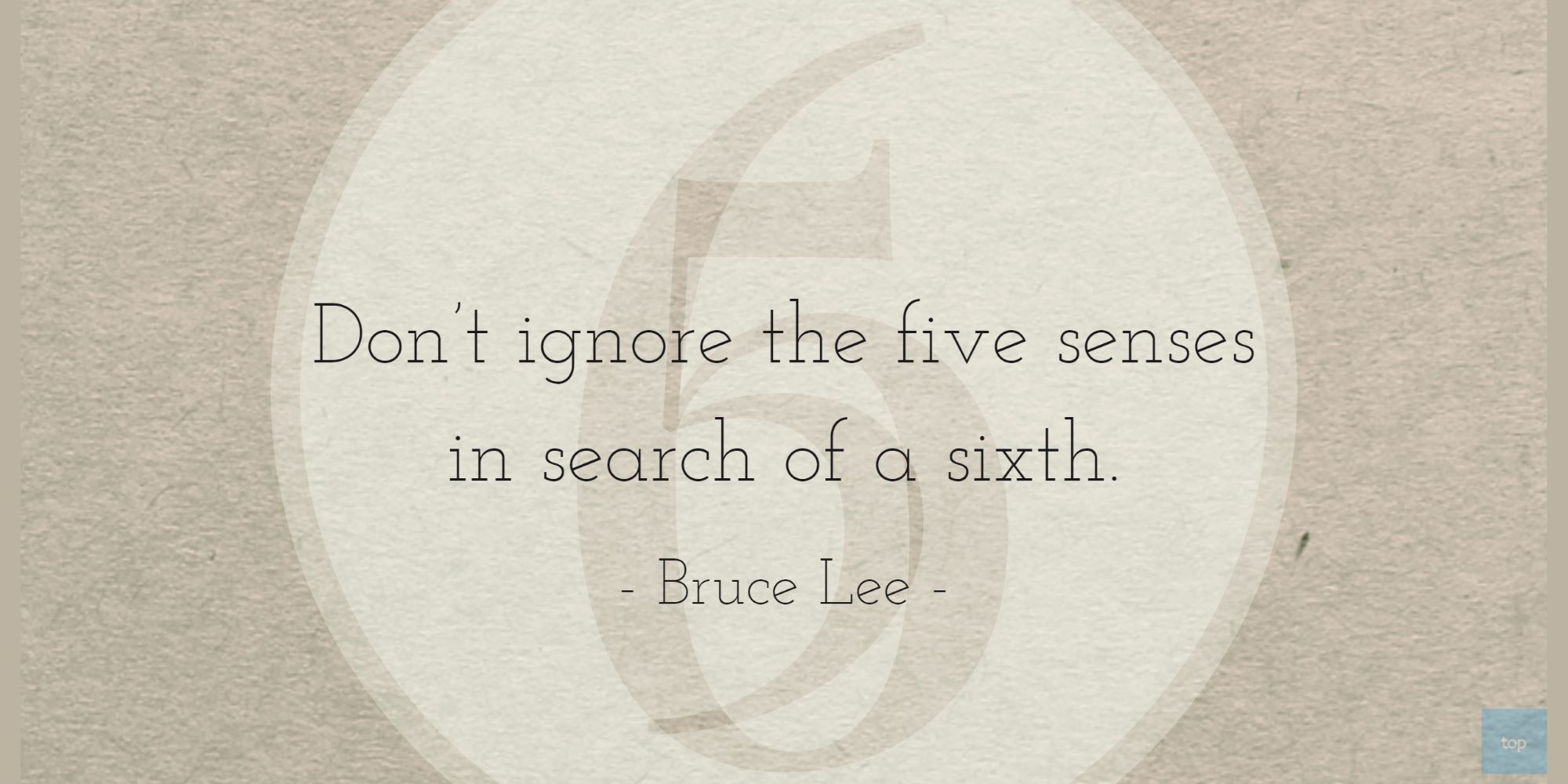 Don't ignore the five senses in search of a sixth.  - Bruce Lee  quote