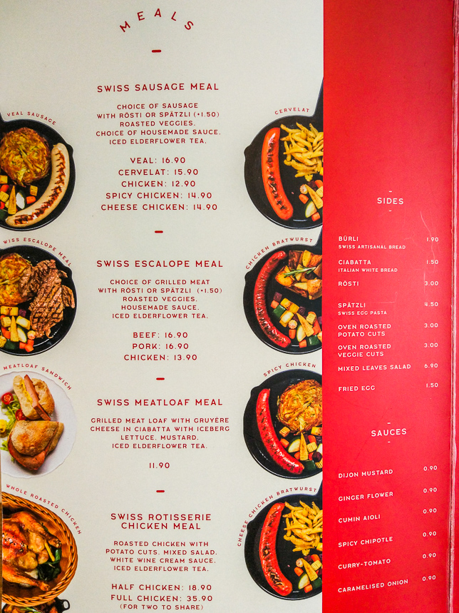 Wursthans Switzerland Meals Menu