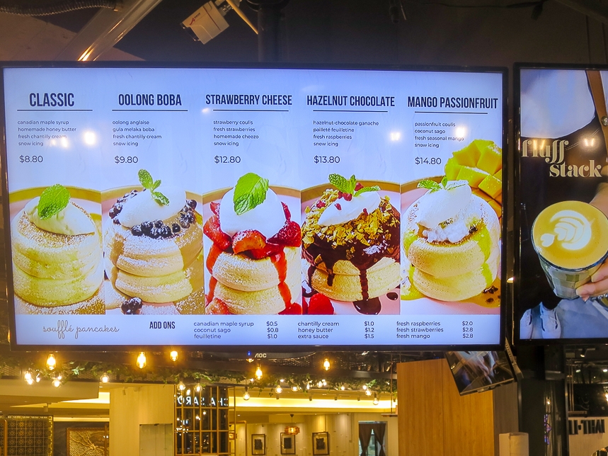 Menu board of fluffstack @ Suntec City West Wing