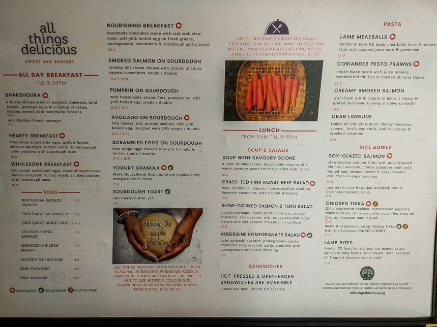All Things Delicious Menu