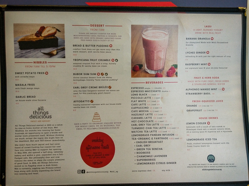 All Things Delicious Menu