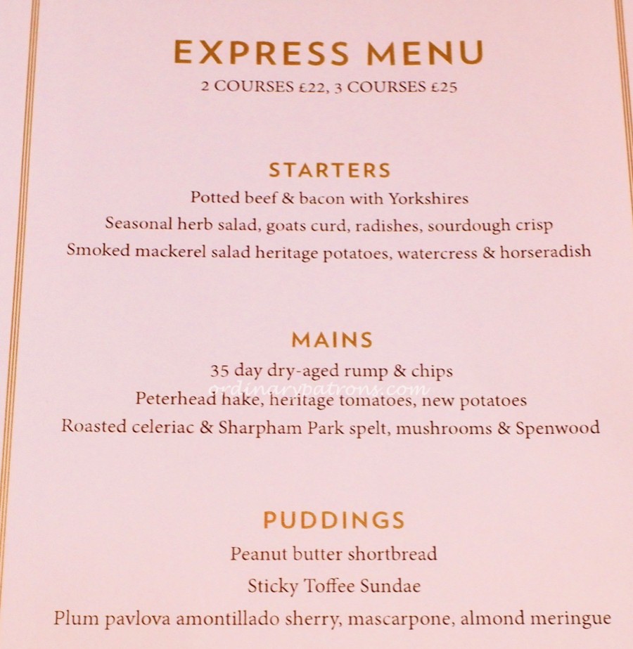 Hawksmoor Edinburgh Menu